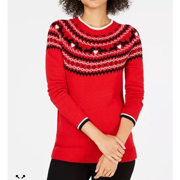 Charter Club Fair Isle Scottie Dog Sweater Red Crew Neck Womens XL Holiday - Picture 4 of 9